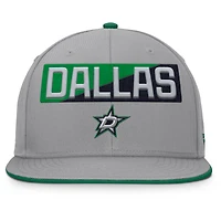 Men's Fanatics Gray Dallas Stars Fundamentals Duo Split Logo Snapback Hat