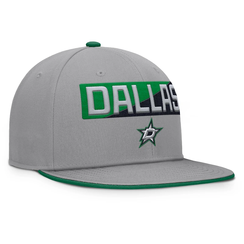 Men's Fanatics Gray Dallas Stars Fundamentals Duo Split Logo Snapback Hat