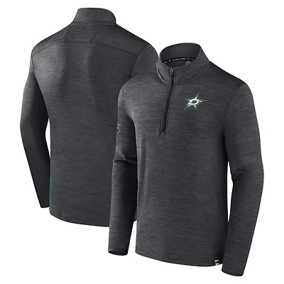 Men's Fanatics  Heather Charcoal Dallas Stars Authentic Pro Lightweight Quarter-Zip Pullover