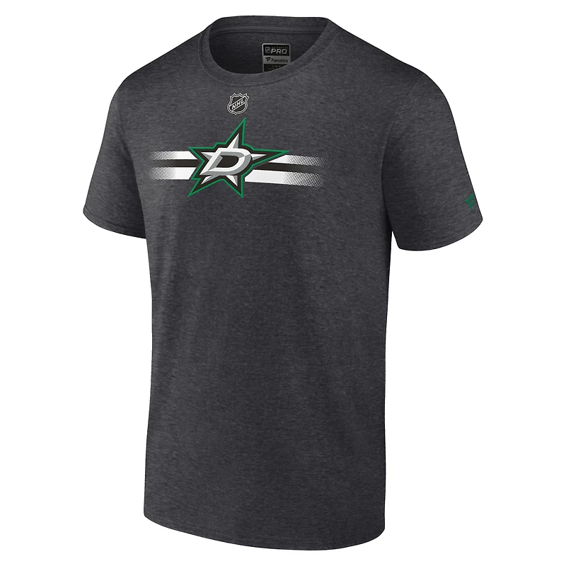 T-shirt Fanatics Heather Charcoal Authentic Pro Secondary Logo pour homme des Dallas Stars