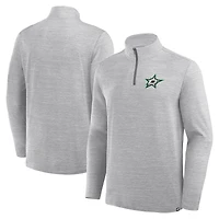 Men's Fanatics  Heather Gray Dallas Stars Clutch Boarding Poly Quarter-Zip Pullover