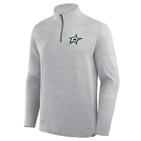 Pull à col zippé 1/4 en polyester gris chiné Dallas Stars de Fanatics pour homme