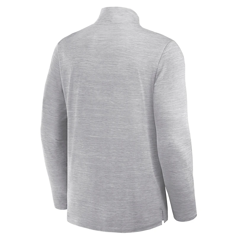 Pull à col zippé 1/4 en polyester gris chiné Dallas Stars de Fanatics pour homme