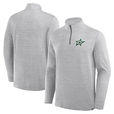 Men's Fanatics  Heather Gray Dallas Stars Clutch Boarding Poly Quarter-Zip Pullover
