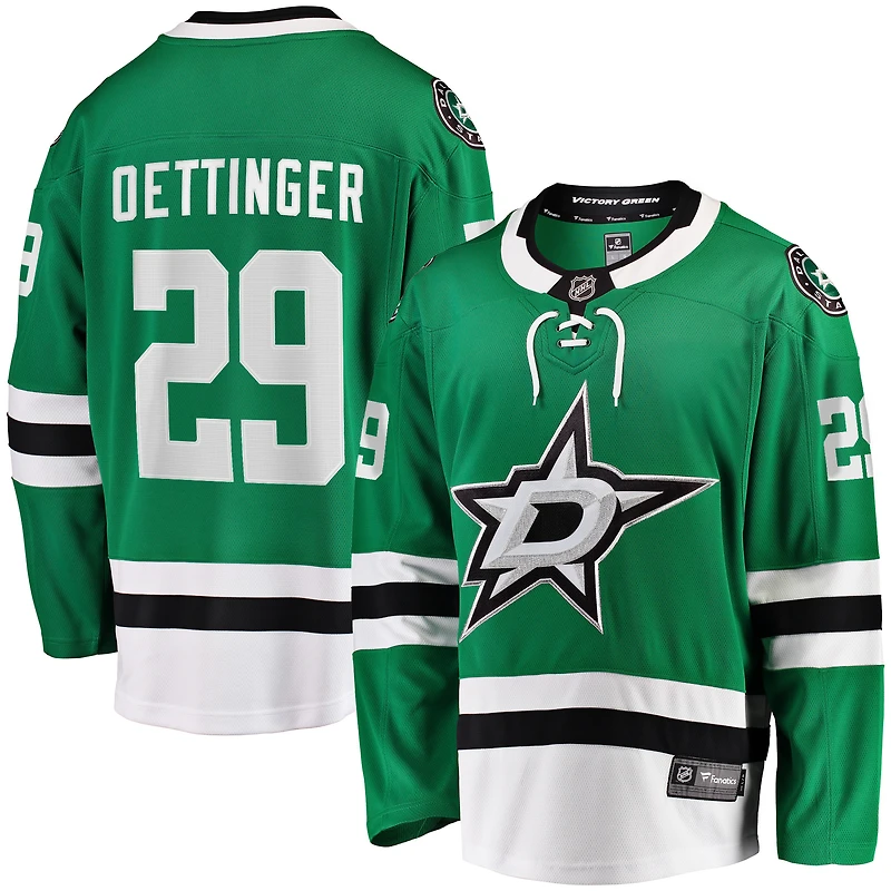 Fanatics pour hommes Jake Oettinger Kelly Green Dallas Stars Maillot de joueur échappé à domicile
