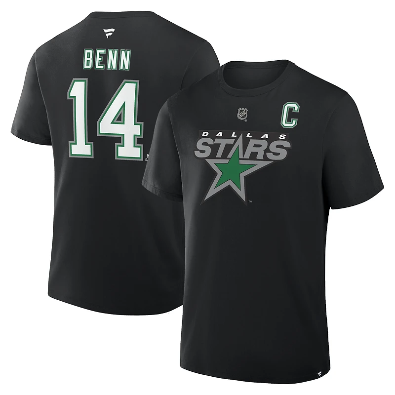 Men's Fanatics Jamie Benn Black Dallas Stars Authentic Stack Name & Number T-Shirt