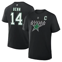 Men's Fanatics Jamie Benn Black Dallas Stars Authentic Stack Name & Number T-Shirt