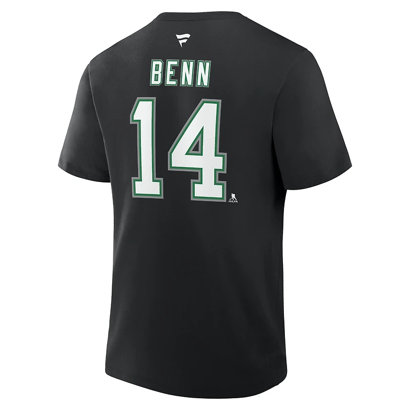 Men's Fanatics Jamie Benn Black Dallas Stars Authentic Stack Name & Number T-Shirt