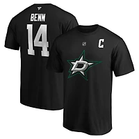 Fanatics pour hommes Jamie Benn Noir Dallas Stars Authentic Stack Name & Number T-shirt