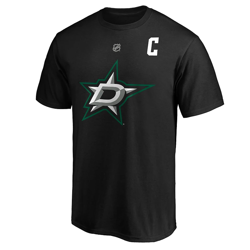 Fanatics pour hommes Jamie Benn Noir Dallas Stars Authentic Stack Name & Number T-shirt