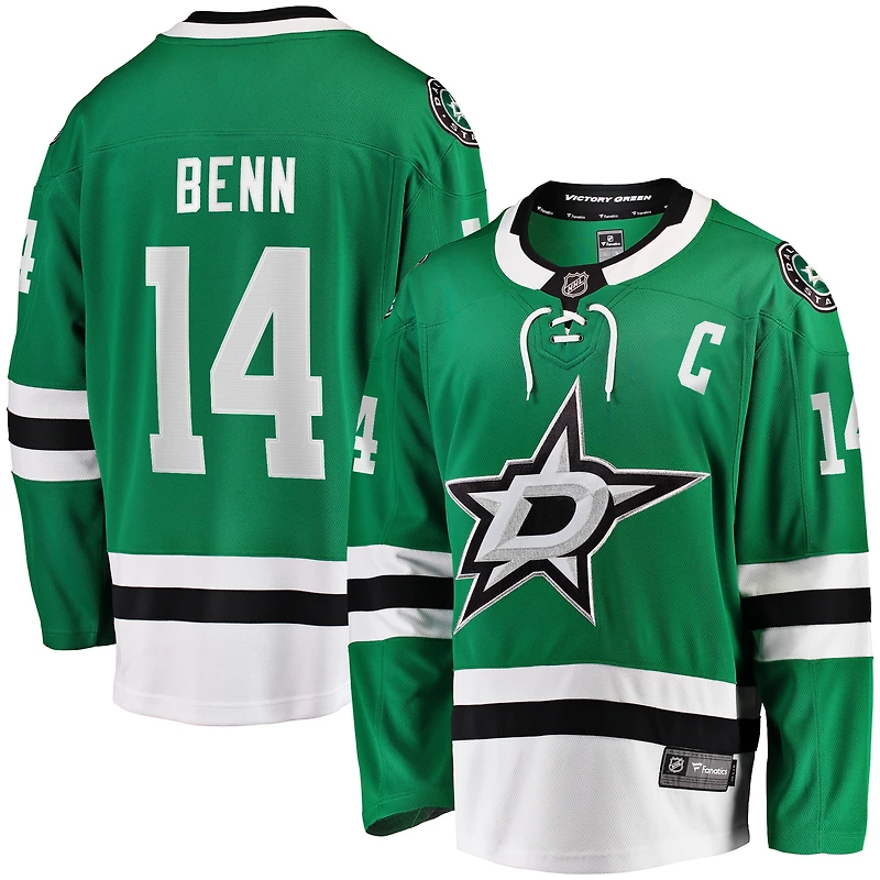 Fanatics pour hommes Jamie Benn Kelly Vert Dallas Stars Captain Patch Home Breakaway Maillot