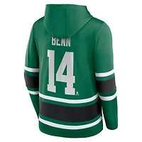 Men's Fanatics Jamie Benn Kelly Green Dallas Stars Name & Number Lace-Up Pullover Hoodie