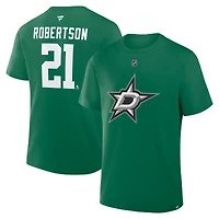 Men's Fanatics Jason Robertson Kelly Green Dallas Stars Authentic Stack Name & Number T-Shirt