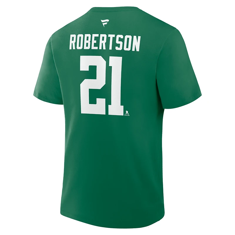 Men's Fanatics Jason Robertson Kelly Green Dallas Stars Authentic Stack Name & Number T-Shirt