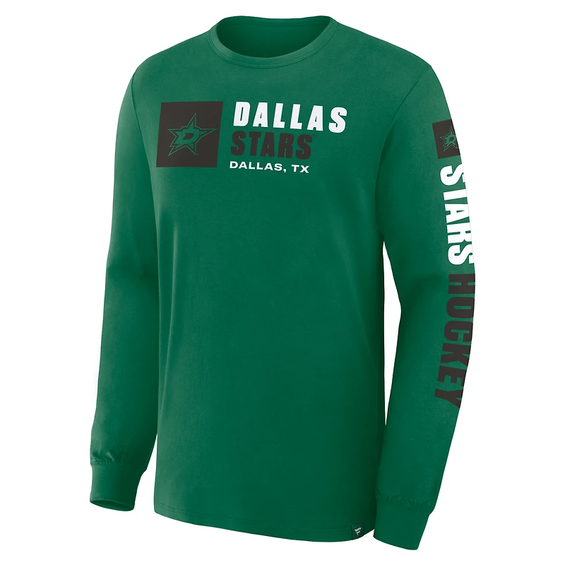 T-shirt à manches longues Fanatics Kelly Green Dallas Stars Goal Crease Legacy pour homme