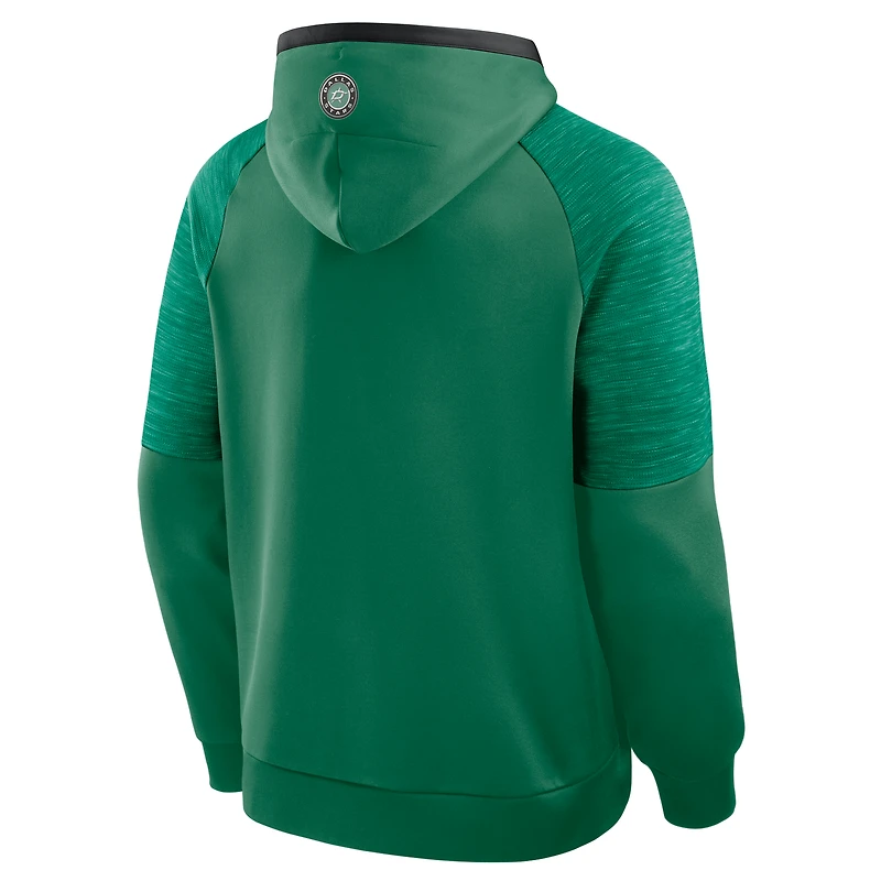 Men's Fanatics Kelly Green Dallas Stars Goaltender Defender Raglan Pullover Hoodie