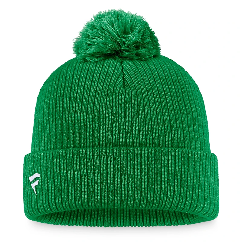 Men's Fanatics Kelly Green Dallas Stars Primary Logo Cuffed Knit Hat with Pom