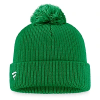 Men's Fanatics Kelly Green Dallas Stars Primary Logo Cuffed Knit Hat with Pom