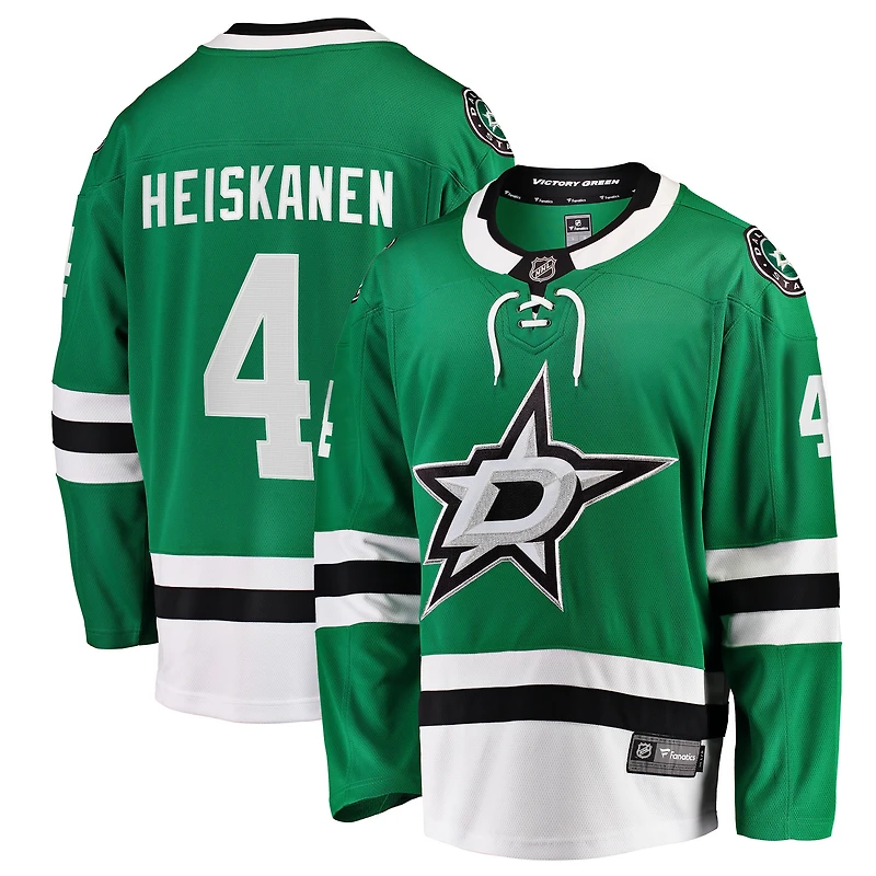Maillot de joueur Miro Heiskanen vert Kelly, couleur des Stars Dallas, modèle Breakaway, pour homme, la marque Fanatics.