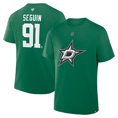 T-shirt authentique Fanatics Tyler Seguin vert Kelly des Dallas Stars pour homme, avec nom et numéro superposés