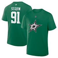 T-shirt authentique Fanatics Tyler Seguin vert Kelly des Dallas Stars pour homme, avec nom et numéro superposés