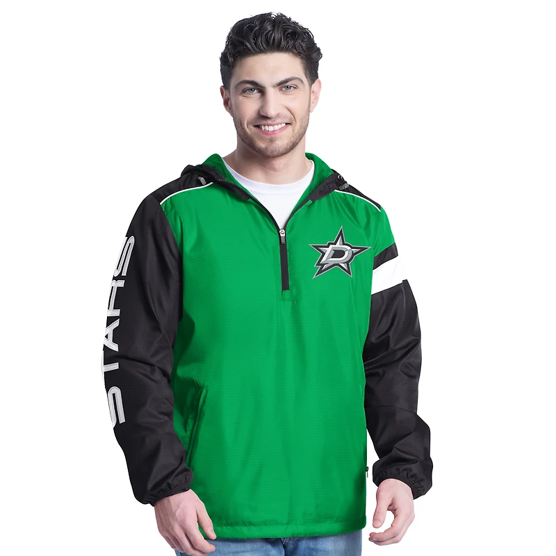 Men's G-III Sports by Carl Banks Kelly Green/Black Dallas Stars Lateral Half-Zip Hoodie Jacket