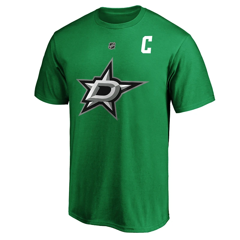 Men's Jamie Benn Kelly Green Dallas Stars Authentic Stack Name & Number T-Shirt