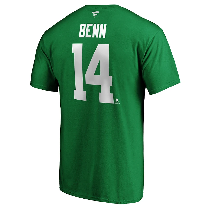Men's Jamie Benn Kelly Green Dallas Stars Authentic Stack Name & Number T-Shirt