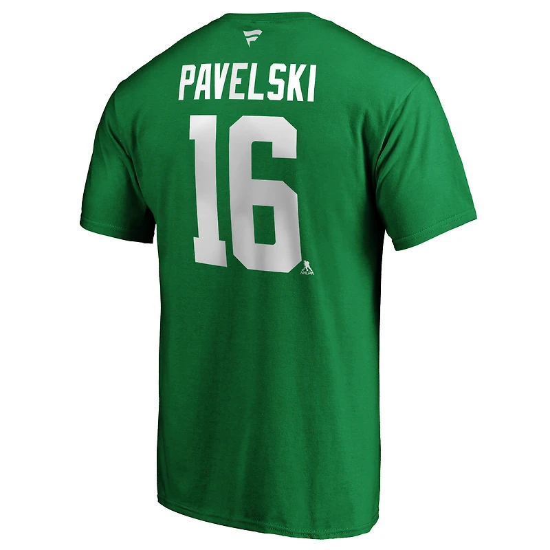 Men's Joe Pavelski Kelly Green Dallas Stars Player Authentic Stack Name & Number T-Shirt