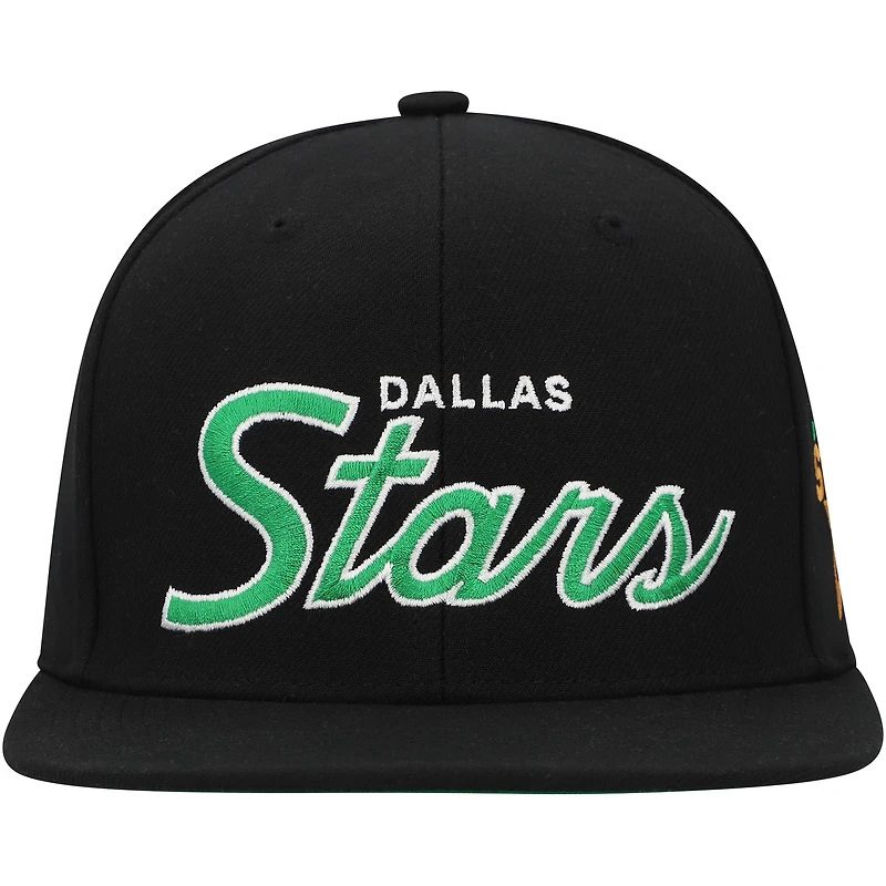 Casquette Snapback noire Mitchell & Ness Dallas Stars Core Team Script 2.0 pour hommes