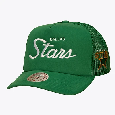 Men's Mitchell & Ness Kelly Green Dallas Stars Head Coach Trucker Adjustable Hat