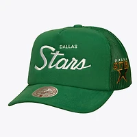Men's Mitchell & Ness Kelly Green Dallas Stars Head Coach Trucker Adjustable Hat