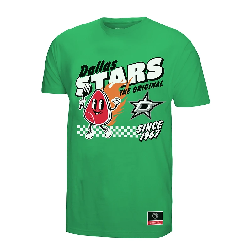 T-shirt vert Kelly Dallas Stars de Mitchell & Ness pour homme avec motif nourriture locale