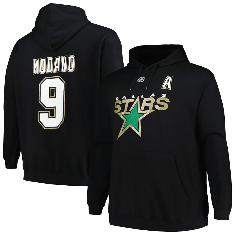 Men's Mitchell & Ness Mike Modano Black Dallas Stars Name Number Pullover Hoodie