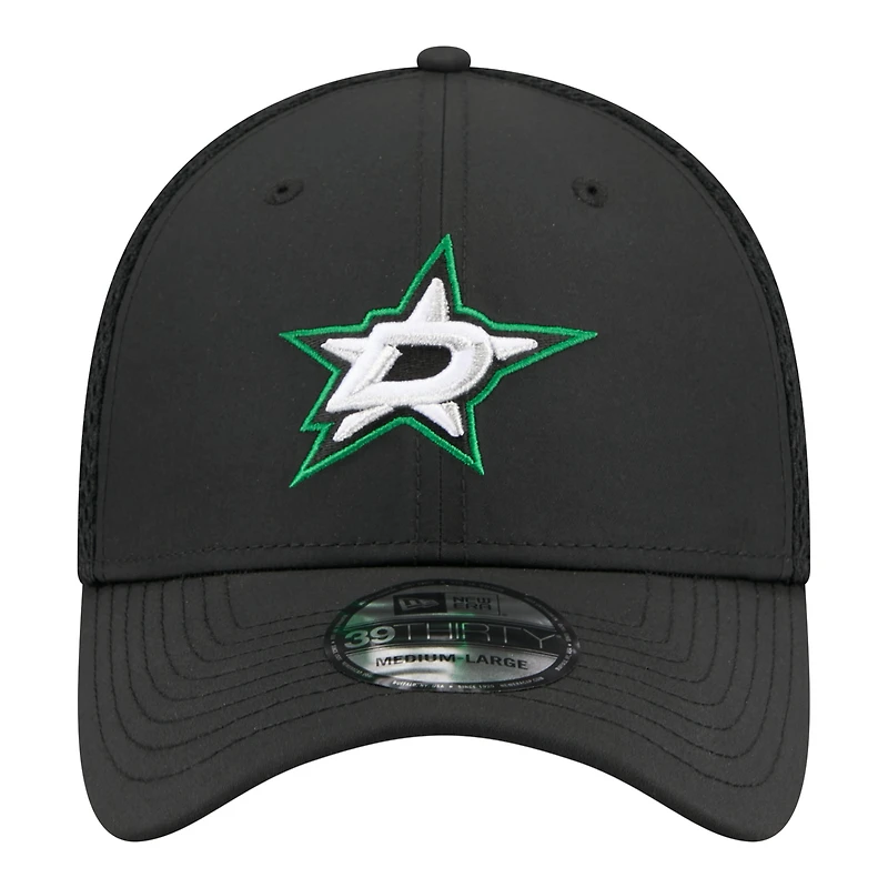 Casquette New Era Flex noire pour homme avec logo des Dallas Stars (modèle 39THIRTY).