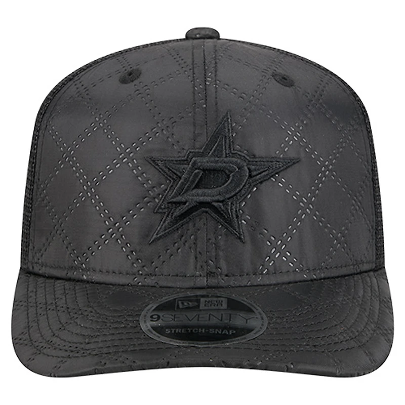 Casquette de camionneur ajustable en nylon matelassé 9SEVENTY noire New Era pour homme des Dallas Stars