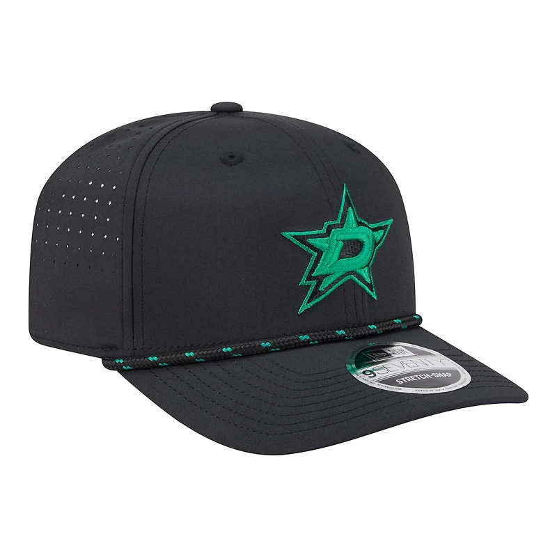 Men's New Era Black Dallas Stars Sport Vented 9SEVENTY Rope Adjustable Hat
