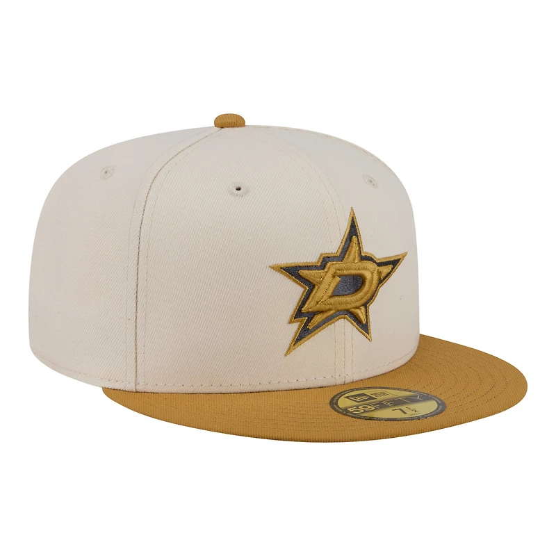 Men's New Era Cream/Tan Dallas Stars Colorpack Two-Tone 59FIFTY Fitted Hat