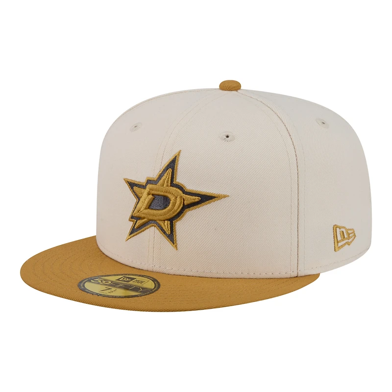 Men's New Era Cream/Tan Dallas Stars Colorpack Two-Tone 59FIFTY Fitted Hat