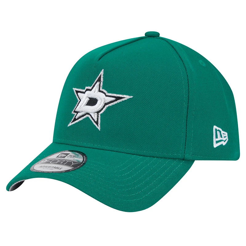 Men's New Era Kelly Green Dallas Stars Core A-Frame 9FORTY Adjustable Hat