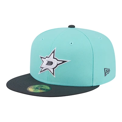 Casquette ajustée New Era Dallas Stars turquoise/charbon pour homme, modèle 59FIFTY bicolore