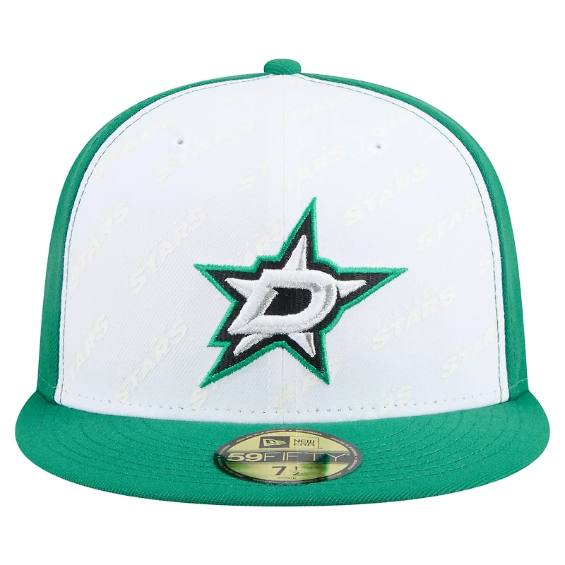 Casquette ajustée bicolore 59FIFTY New Era pour homme, blanc/vert Kelly, Dallas Stars Repeat