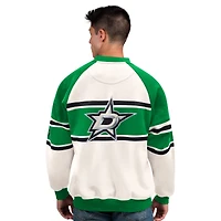 Men's Starter  White Dallas Stars Defense Fleece Crewneck Sweatshirt