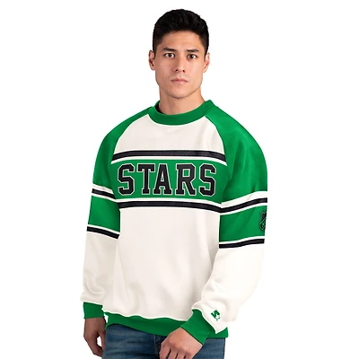 Men's Starter  White Dallas Stars Defense Fleece Crewneck Sweatshirt