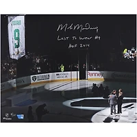 Mike Modano Dallas Stars Autographed 16" x 20" Jersey Retirement Night Photograph with Multiple Inscriptions - Limited Edition of 10