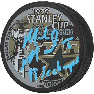 Mike Modano Dallas Stars Autographed 1999 Stanley Cup Champions Hockey Puck with "99 SC Champs" Inscription