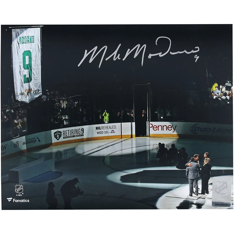 Mike Modano Dallas Stars Autographed 8" x 10" Jersey Retirement Night Photograph