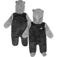 Newborn & Infant Black Dallas Stars Game Nap Teddy Fleece Bunting Full-Zip Sleeper