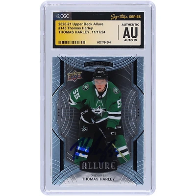 Thomas Harley Dallas Stars Autographed 2020-21 Upper Deck Allure #145 CGC Fanatics Witnessed Authenticated Auto 10 Rookie Card