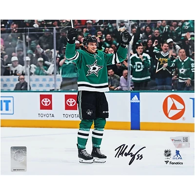 Photographie autographiée de 20,3 x 25,4 cm de Thomas Harley, maillot vert des Dallas Stars